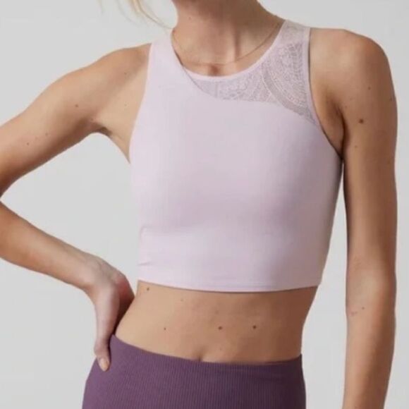 Athleta conscious floral lace crop tank top lilac - Picture 2 of 7